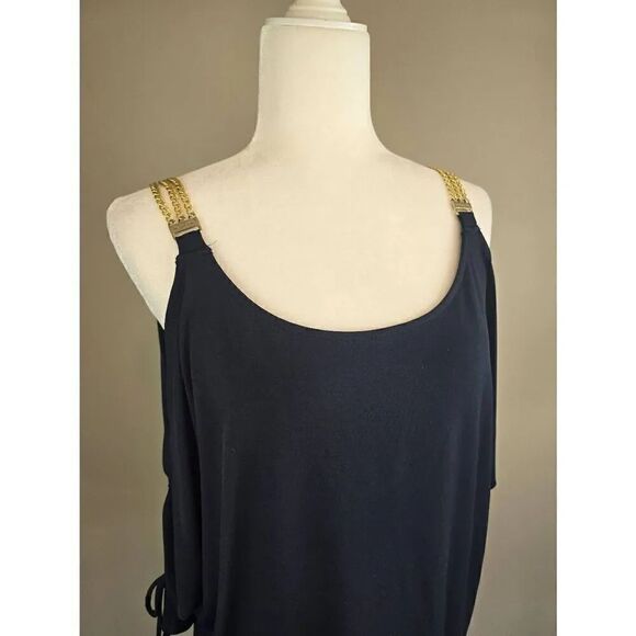 Michael Micharl Kors top Sz L Black w/chains - Picture 2 of 8